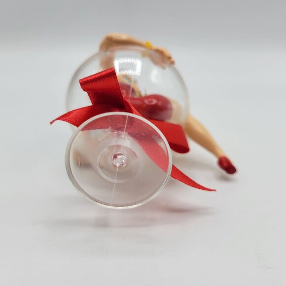 Vtg Betty Boop Ornament In Cocktail Glass With Red Bow Christmas Holiday Decor - Picture 9 of 13